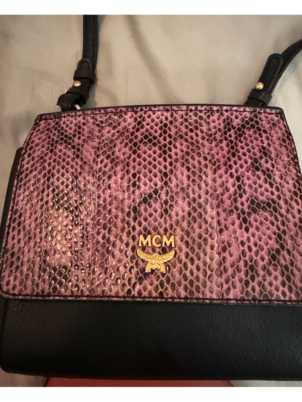 MCM Pink Snakeskin-Effect Leather Crossbody
